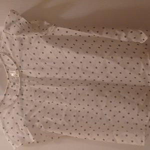 Truth Sheer White Polka Dot Ruffle Sleeve Top - Size S